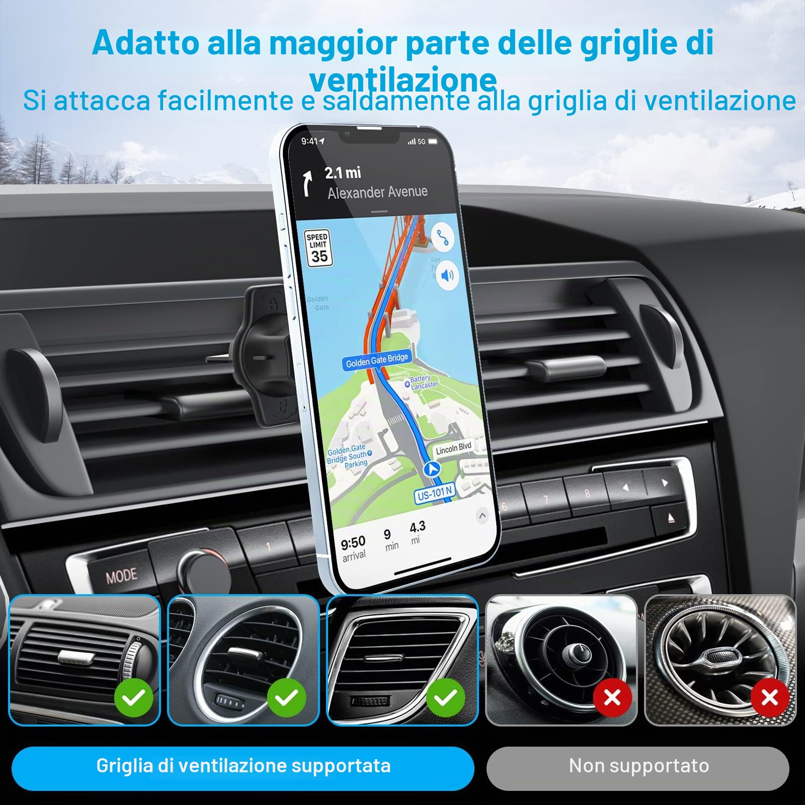 Magnetico Supporto Cellulare Auto Portabicchieri & Bocchette Calamita | [2 Pezzi] Supporto Telefono Auto per iPhone 17 Pro Max 16/ 15 e custodia Mag safe e tutti i Telefono Android