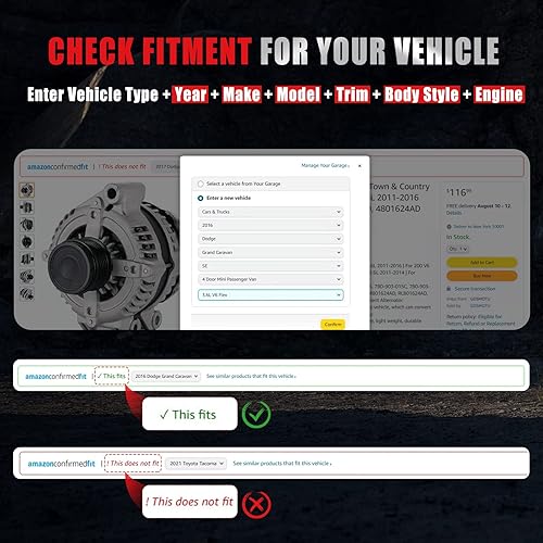 Miniatura 7 de AND0339 11150 11151 31100-RDJ-A01 Alternador compatible con Acura MDX RL TL para Honda Odyssey Pilot Ridgeline 3.2 3.5L 3.7L, 11099 Alternador de