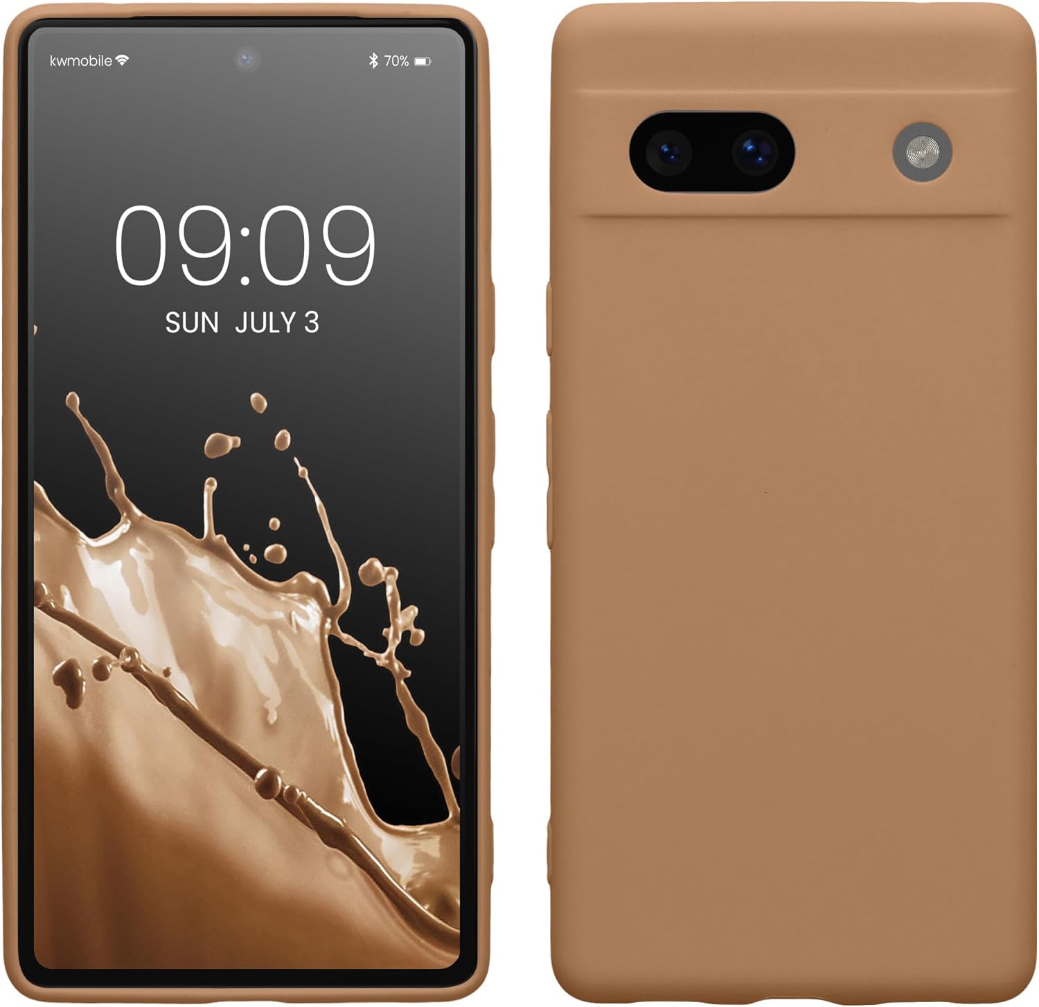 kwmobile Case Compatible with Google Pixel 7a Case – Protective Slim TPU Phone Cover – Soft Matte Finish – Cappuccino