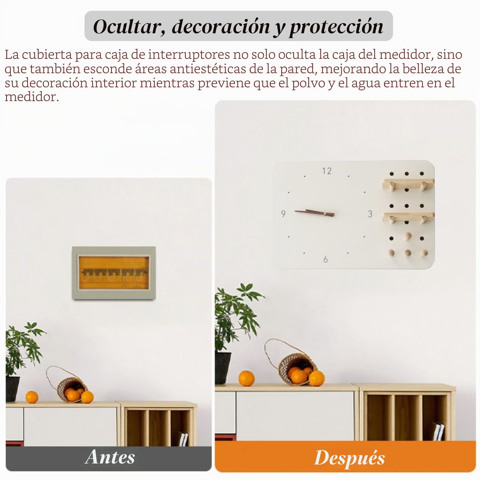 Tapa Cuadro Electrico Cubierta Multifuncional para Caja de Fusibles, Marco Artístico con Bisagras para Cubrir El Panel Eléctrico, Cubierta para Panel de Interruptores de 45Cm, 50Cm, 55Cm y 70Cm de Lar