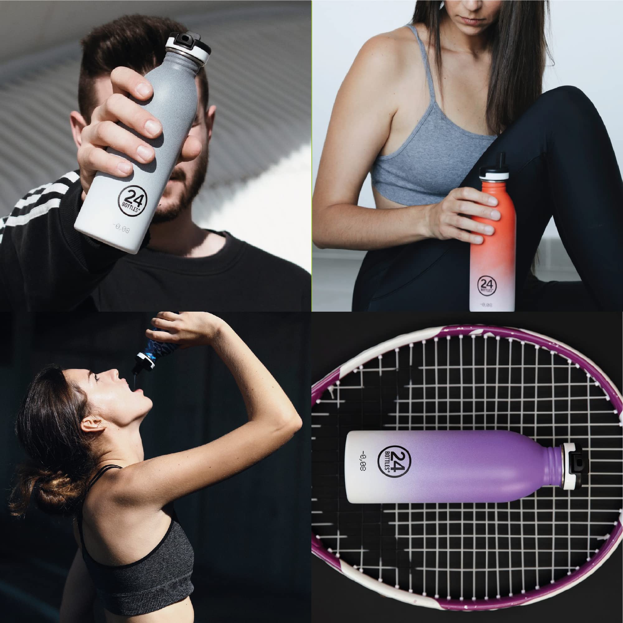 24Bottles Sport Trinkflasche 500 Ml – Edelstahl, Isoliert, Umweltfreundlich, Mit Strohhalm