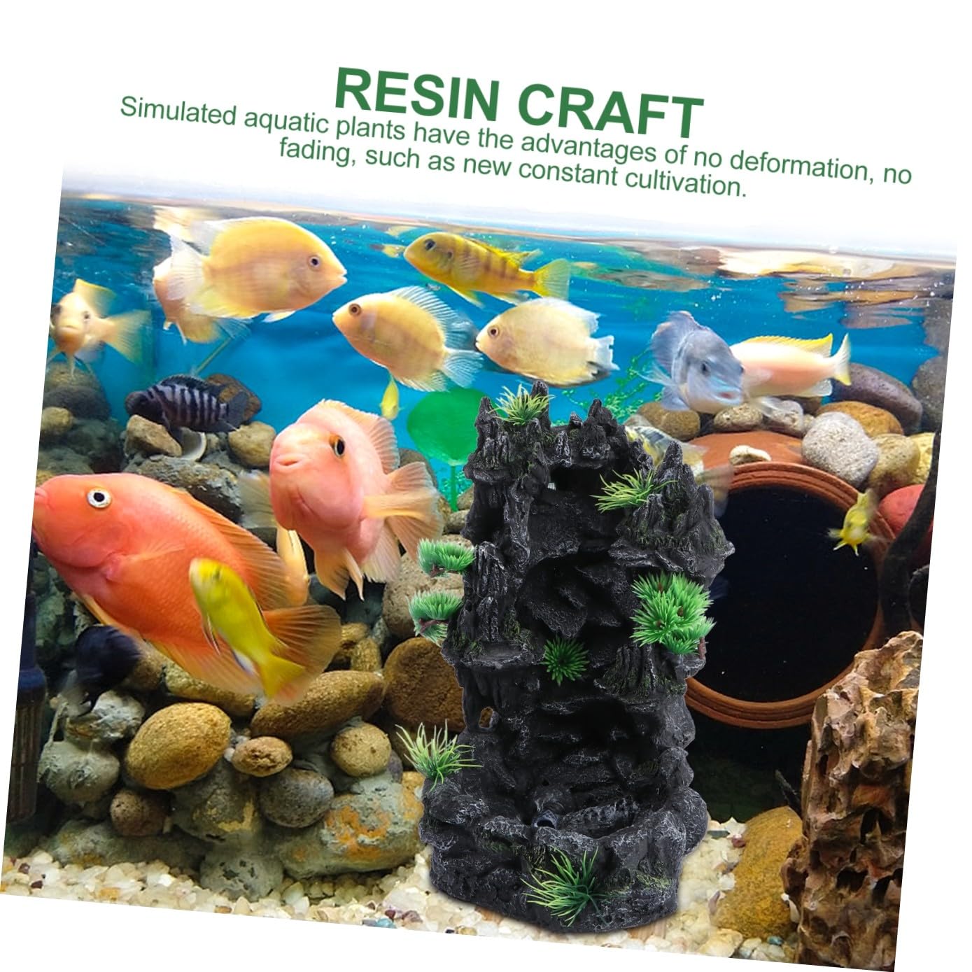 VILLCASE Décoration Aquarium Cascade De Mouvant Résine Ornement Unique pour Aquarium