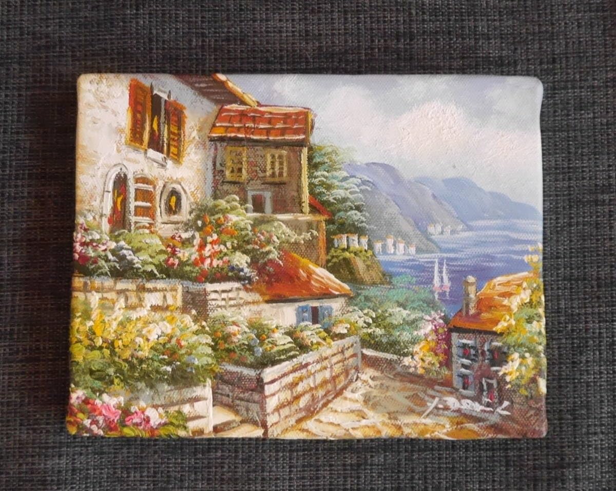 絵風景画13/150 貴重レア海外川船家