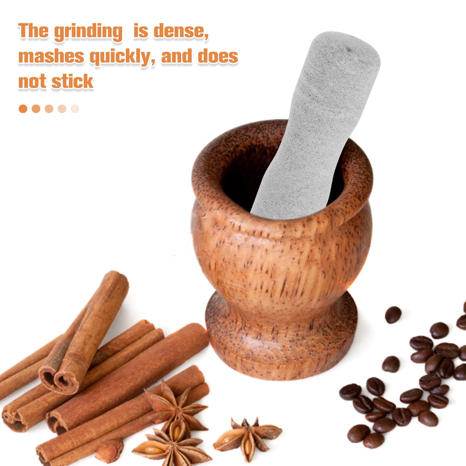 Healeved Garlic Pestle Grinding Tool 4.92 Inch Handheld Stone Pestle Kitchen Masher for Garlic and Spices with Comfortable Ergonomic Handle - Image 2