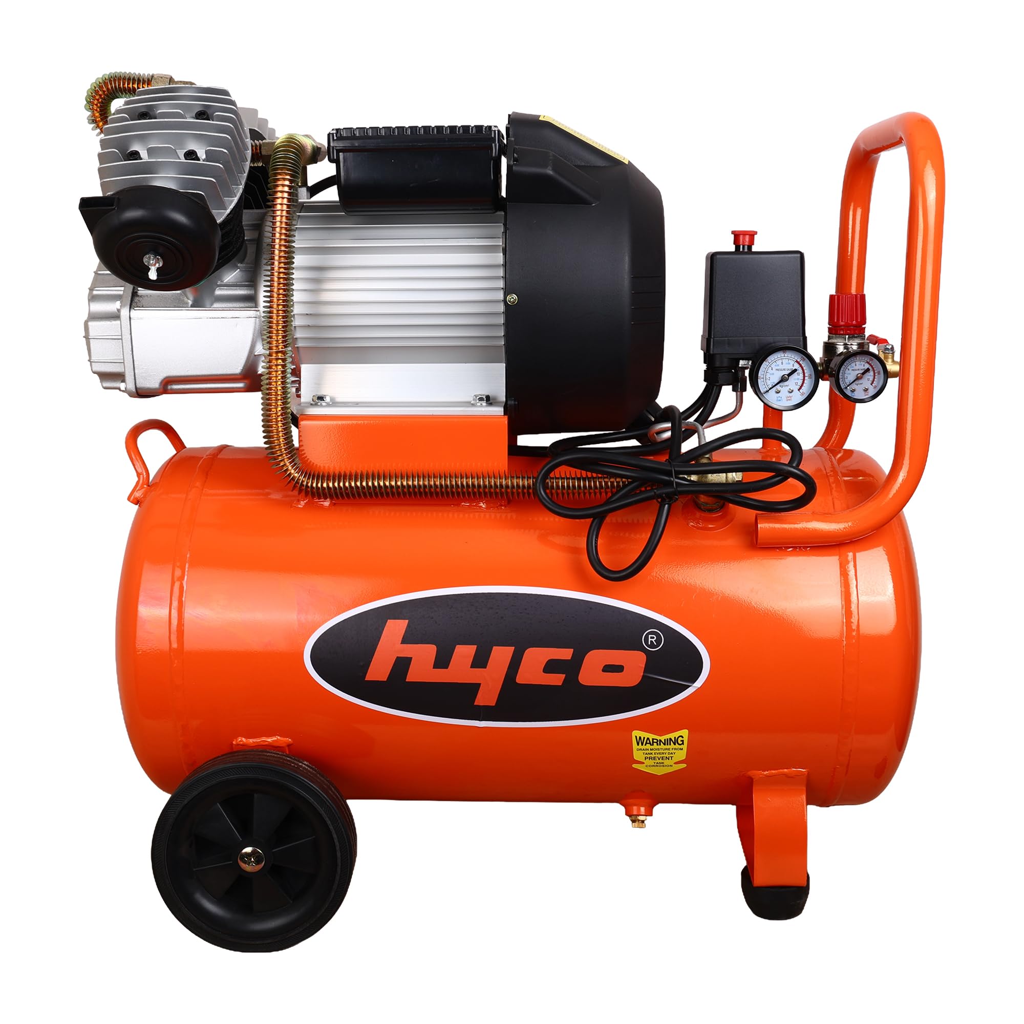HYCO 5HP Industrial Lubricated Air Compressor 70L Metal Tank | Double Cylinder, Copper Winding, Taiwan Made, Electric Powered, Portable with Wheels-image-15