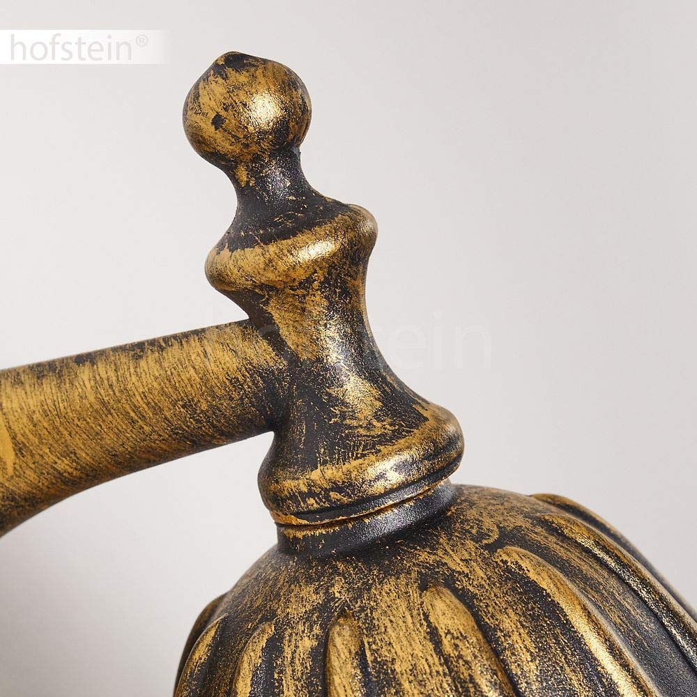 Lampada da parete per esterni Ribadeo, lampada verso l'alto in stile antico, in fusione di alluminio nero/oro con vetri, E27, lampada da esterno retrò/vintage per terrazza e cortile, senza lampadina/e
