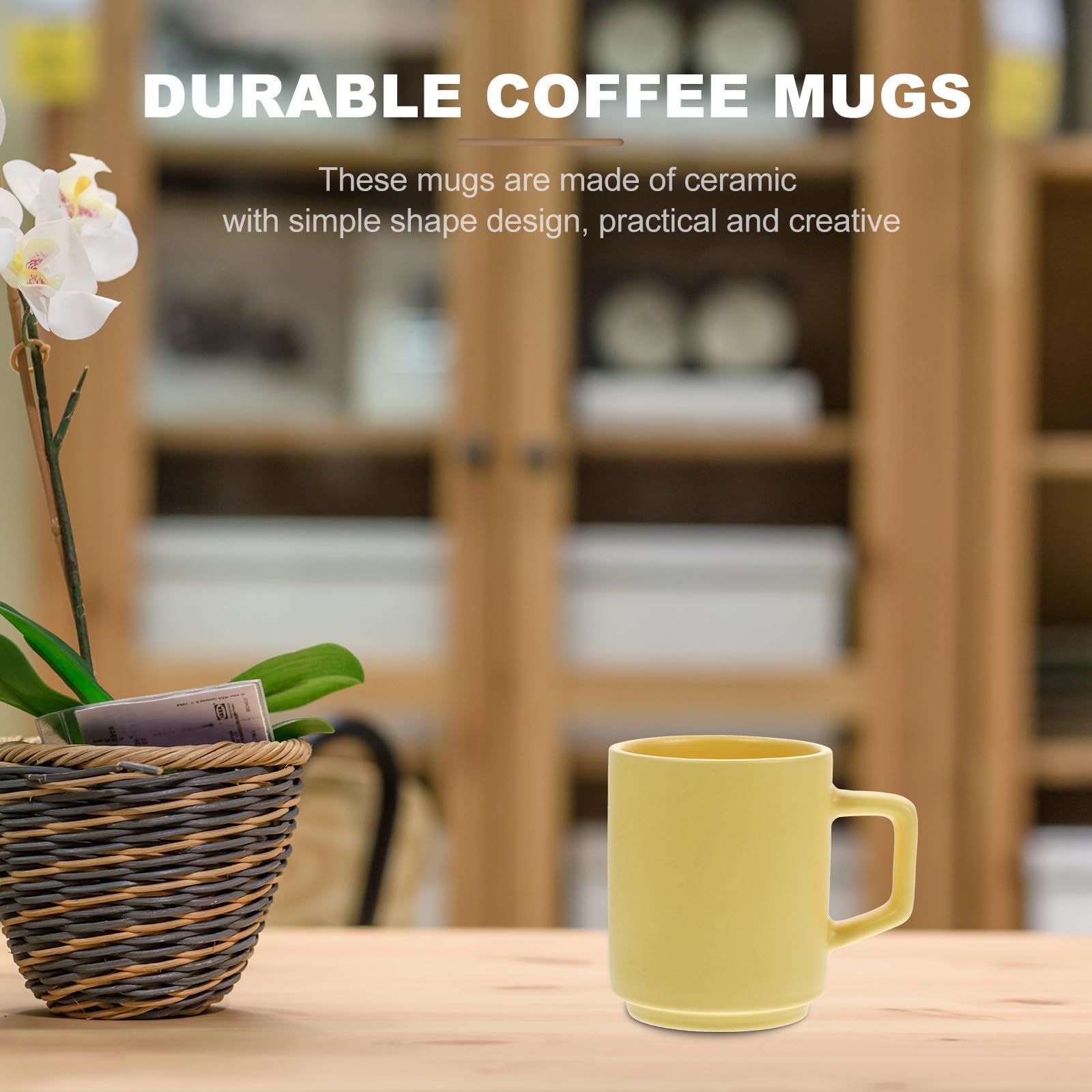 KALLORY Set da 5 Tazze in Ceramica Manico, Assorbimento Acqua Ridotto e Design Creativo, Perfette per Caffè, Tè e Bevande Quotidiane