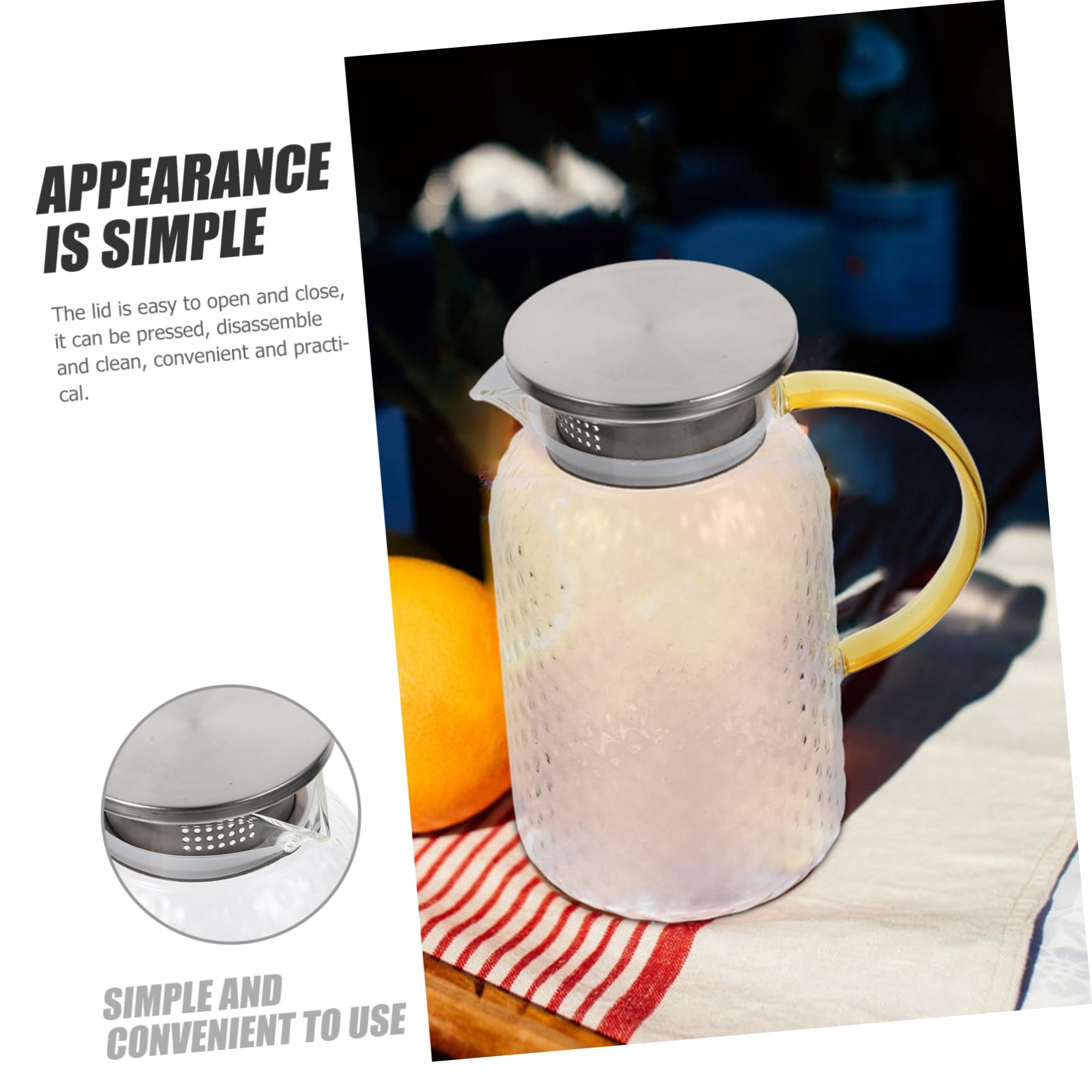 LABRIMP Jarra Vidrio de Gran Capacidad Hervidor Resistente Calor para Fría para Leche y Bebidas
