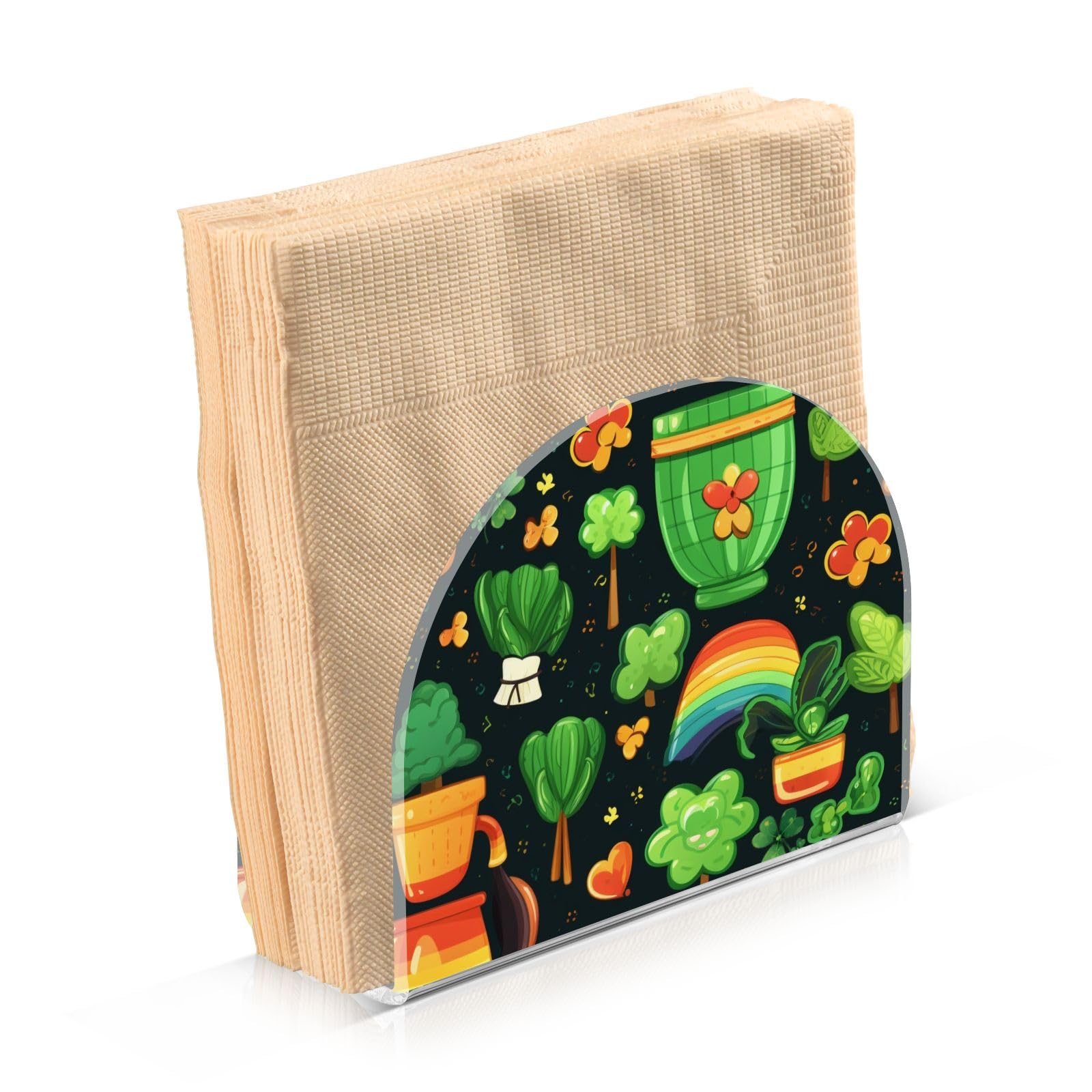 YETTASBIN Serviettenhalter Aus Acryl – Freistehend, Rutschfest, Für Tischdeko, St. Patrick's Day Design