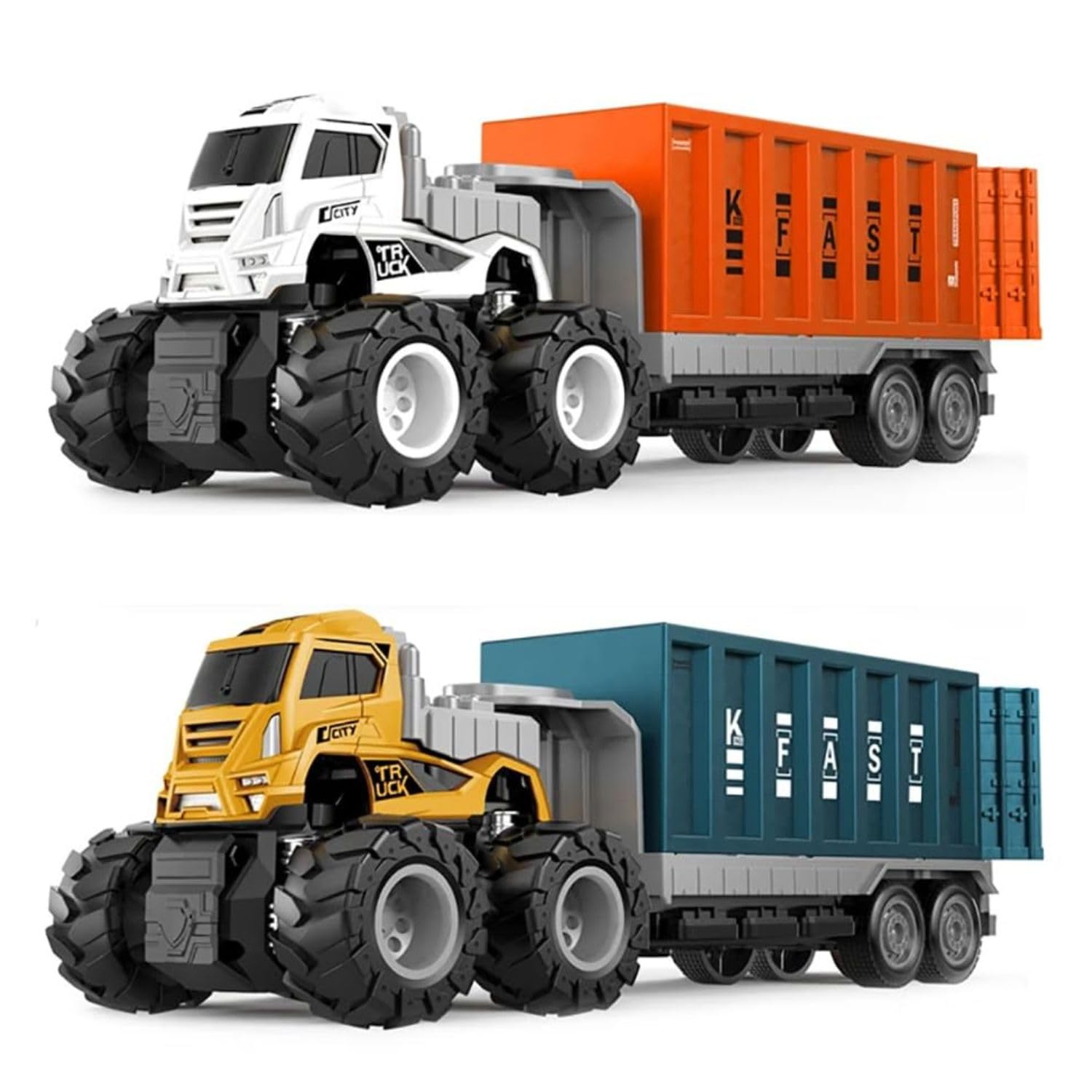 DEOXY 1:43 4WD Diecast Container Transportation Big Truck Toys with Friction Powered Miniature Car Vehicle Toy for Kids, Boys and Girls (Sent Any One Color- Pack of 1)
