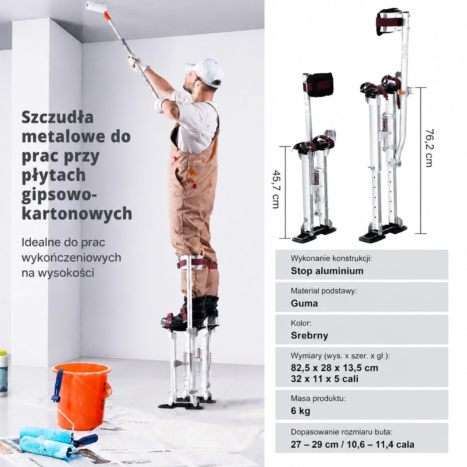 Aluminiowe szczudła do płyt gipsowych, regulowane podesty robocze do malowania, sufitów i dekoracji wnętrz