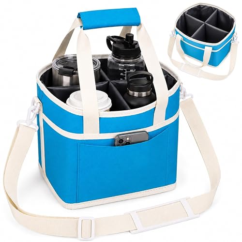 NVXEBOG 4-Compartment Drink Carrier Bag (Blue)