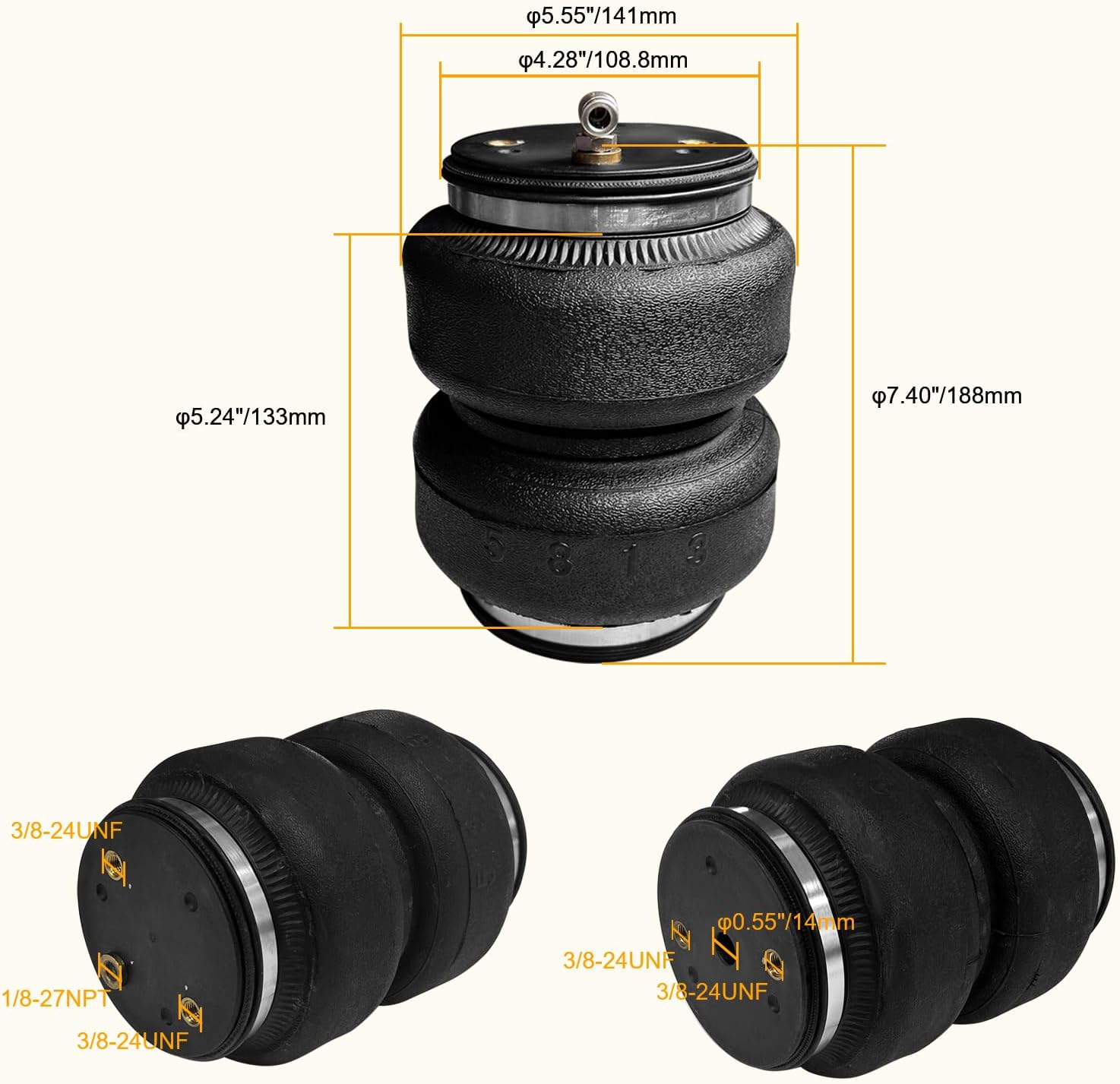 MILLISEC Air Spring Bags Suspension Kit Compatible with 2020-2022 Ford F-250 and F-350 Super Duty Pickups Up to 5000 Lbs OEM Replaces# 89352