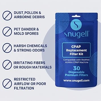 Snugell CPAP Filter, 30 Count - Compatible with ResMed AirMini