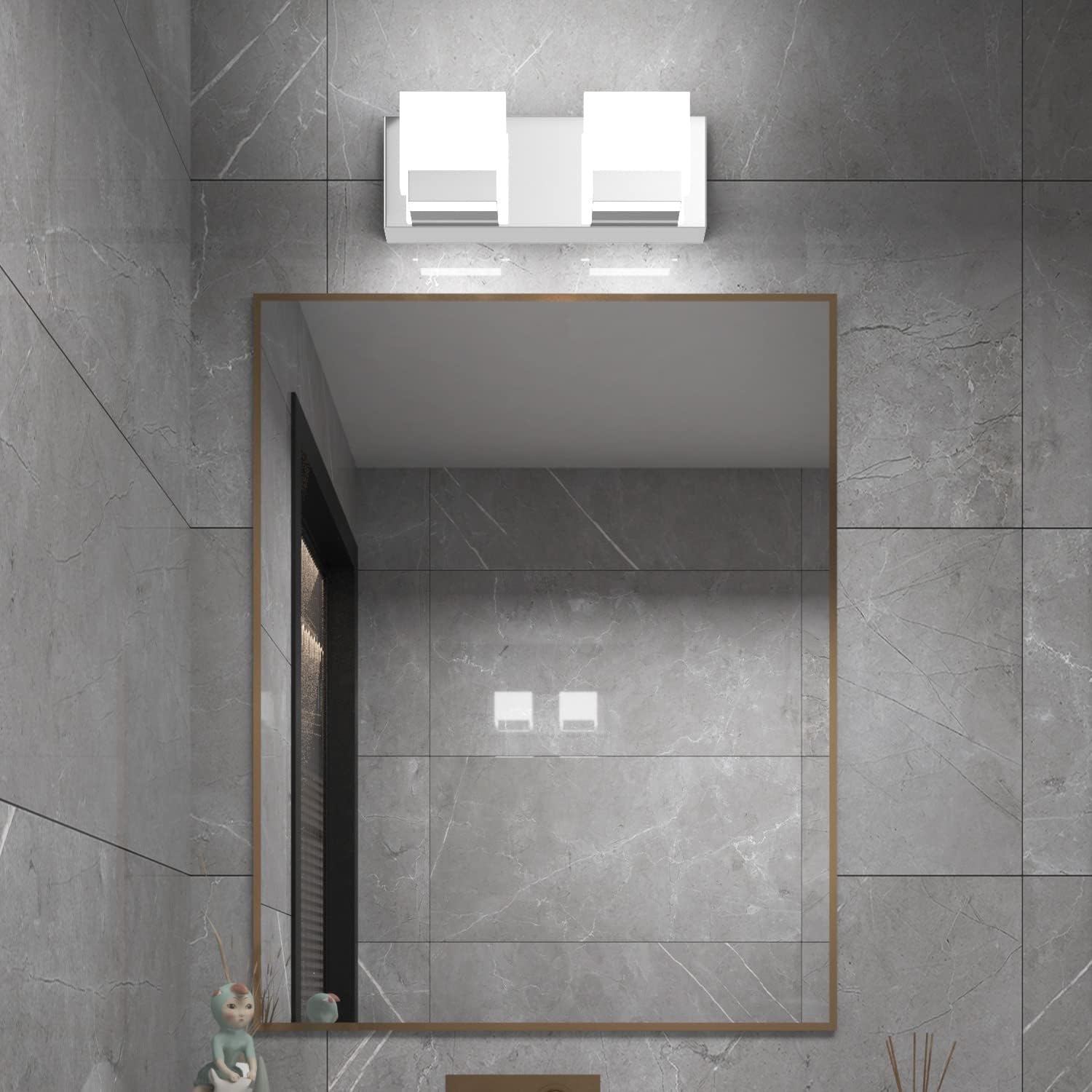Solfart 2 Lights LED Modern Vanity Lights for Bathroom Over Mirror Stainless Steel Acrylic