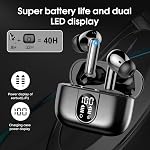 Ecouteurs sans fil, 2026 Bluetooth 5.3 écouteurs HiFi Stéréo Ear Bud, 40Hrs Écouteurs Bluetooth avec temps de lecture 4 ENC Le bruit annule les micros, IP7 Imperméable, LED Affichez les écouteurs sans fil pour Android/iOS