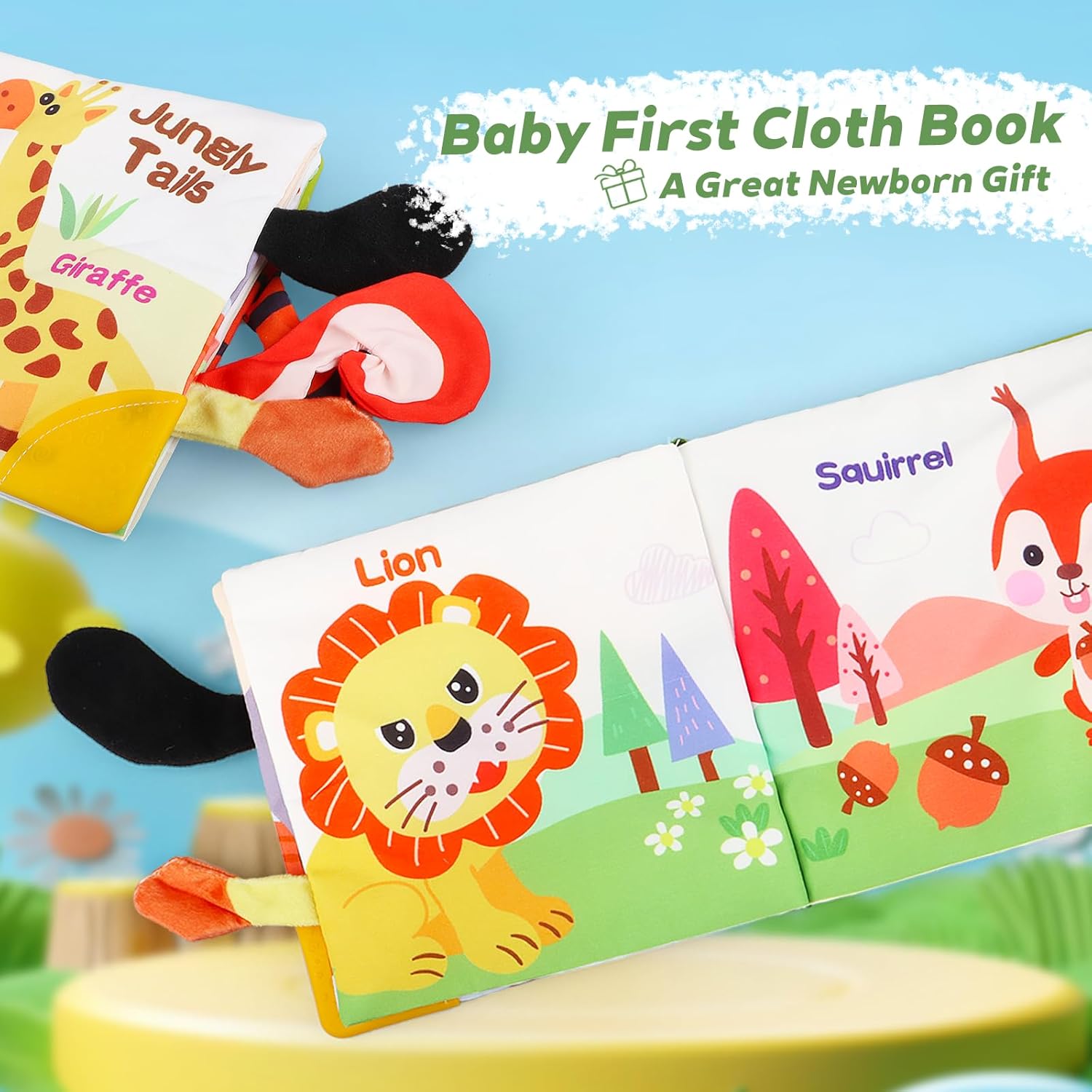 Baby Books 0-6 Months, Infant Tummy Time Toy 6-12 Months Touch Feel Book Travel Toy Gifts for Boys Girls 0-3 Months Baby Shower Birthday Easter Basket Stuffers