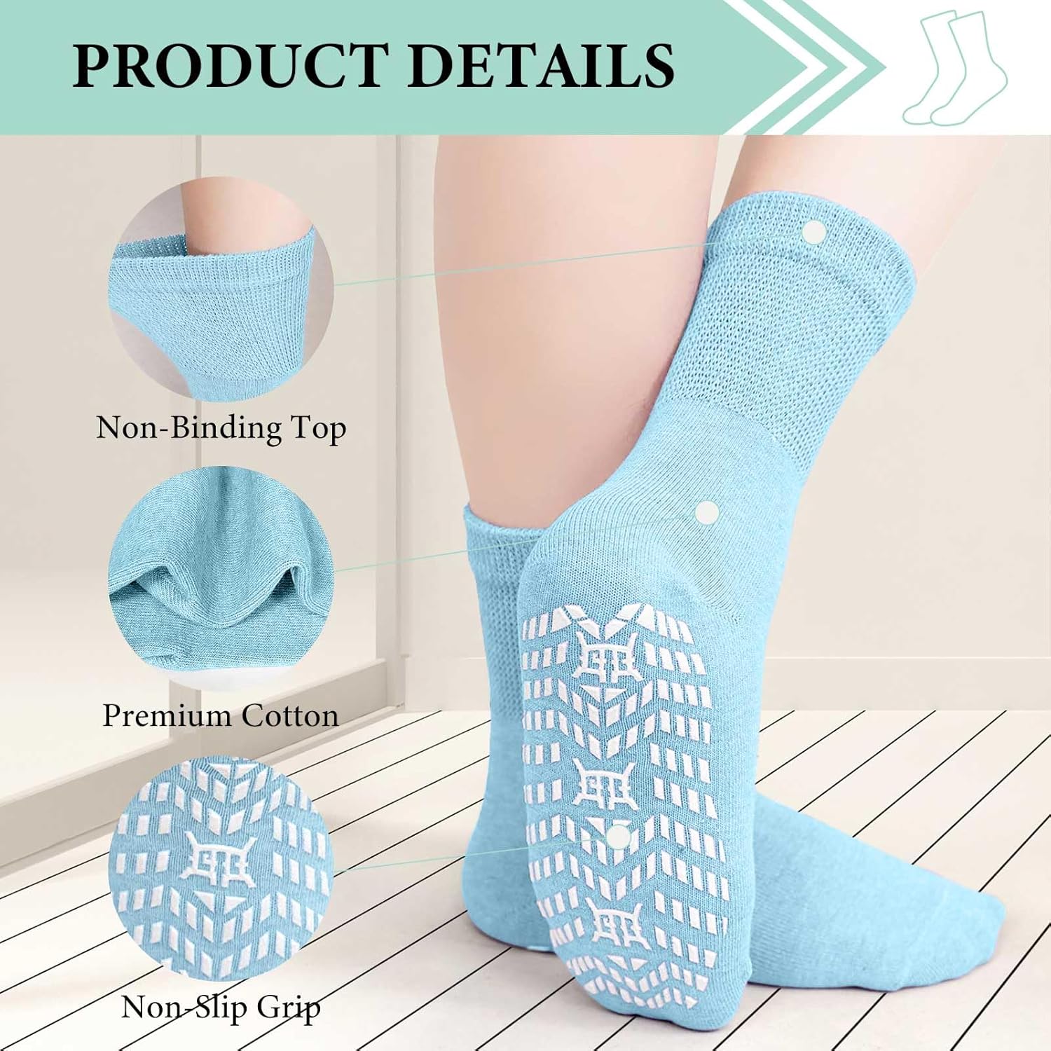 ZAKASA Non-Slip Grip Socks for Women: Anti-Skid Grippy Gripper Socks for Yoga Pilates Hospital Elderly Pregnancy 5 Pairs - Image 4