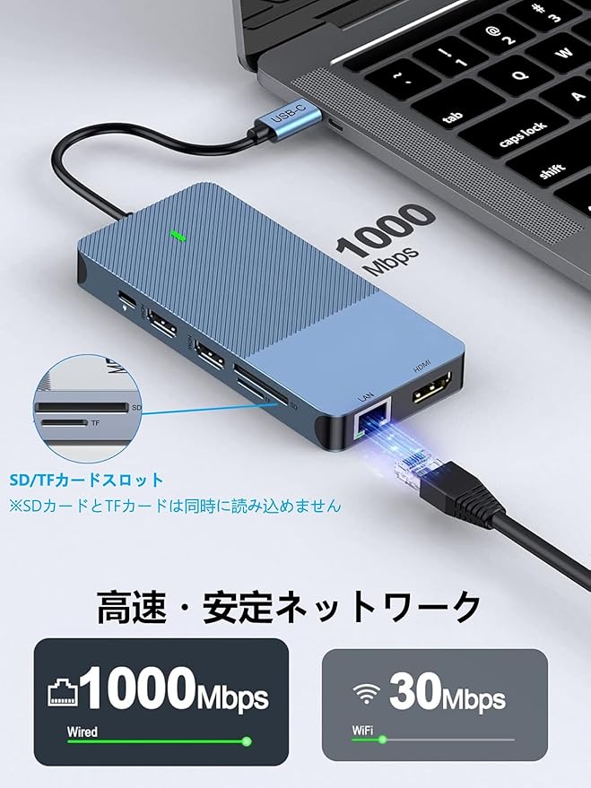Hub USB C 12 en 1, Carga PD 100W, Triple Pantalla 4K, Ethernet Gigabit miniatura 7