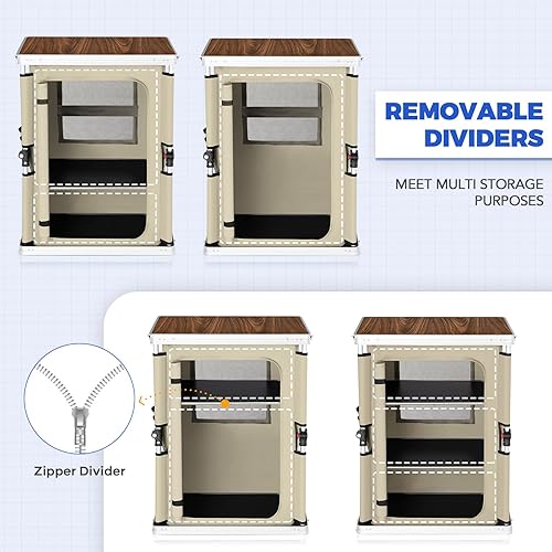 Vista 15 de EAGLE PEAK Mesa de camping plegable para exteriores con organizador grande de almacenamiento de 3 niveles y bolsillos laterales, fácil de instalar