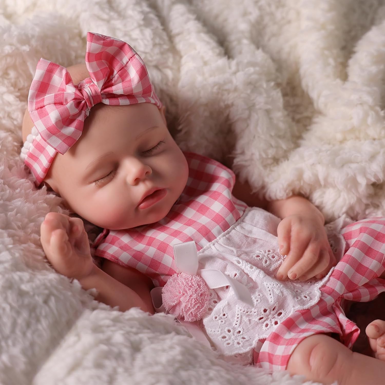 BABESIDE Silicone Baby Doll Lifelike Reborn Baby Dolls - 16 Inch (Weight 4 Lb) Full Platinum Silicone Reborn Baby Doll Slicone Full Body Anatomically Correct Sleeping Baby Girl with Gift Box