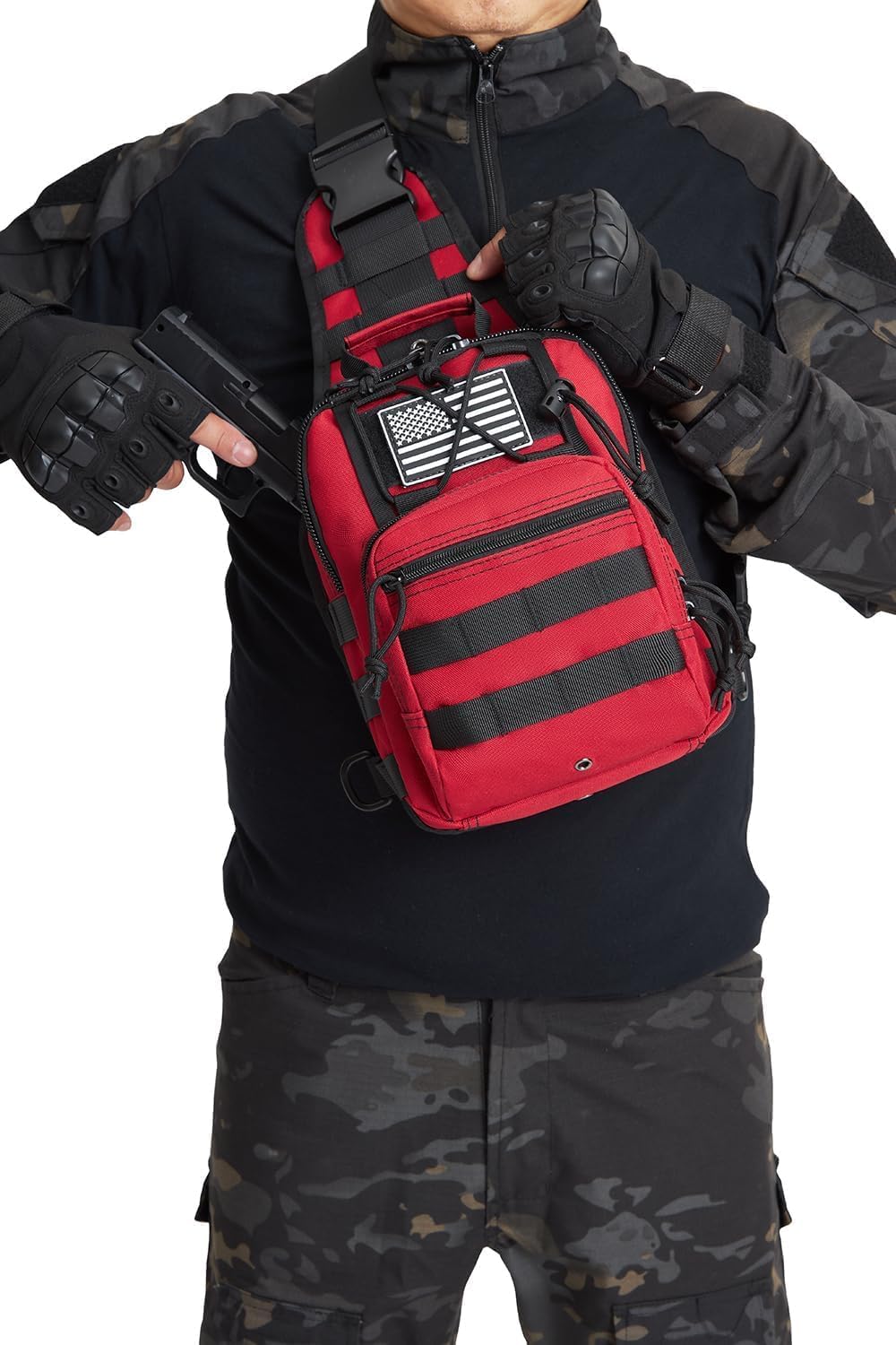 ATBP Small Tactical Holster Sling Backpack Accessories Shoulder Pouch Water Bottle & Radio Holder Crossbody Bag for Men - Image 6