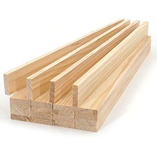 Wood Strips Slats Wooden Dowels for Crafts 1/4"x 1" x 12", 20 PCS Decorative Wood Trim Planks for Wall, Square Wooden Sticks for Crafting, Unfinished Pine Lumber Pieces for Woodworking Models Making