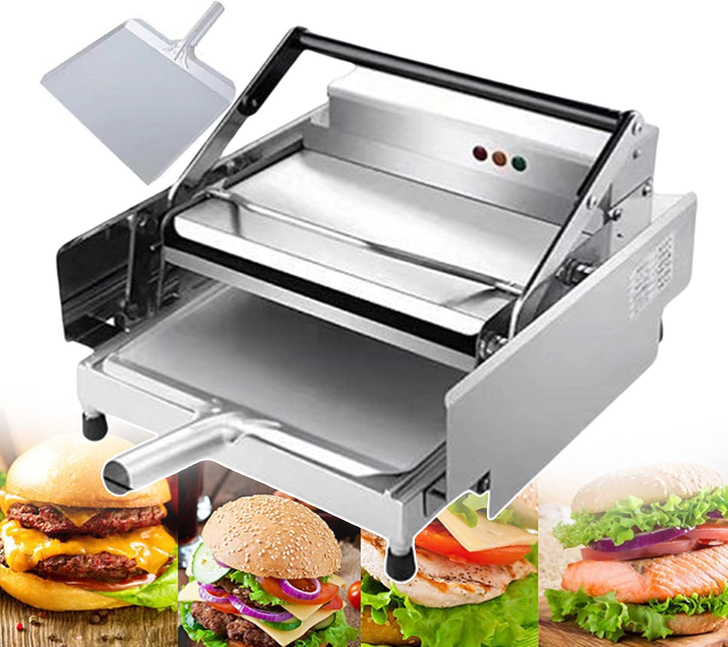 Electric Grilled Hamburger Bread Machine, Stainless Steel Hamburger Machine, Non-Stick Pan Heat-Up Machine for Snack Bars, Restaurants, Canteens