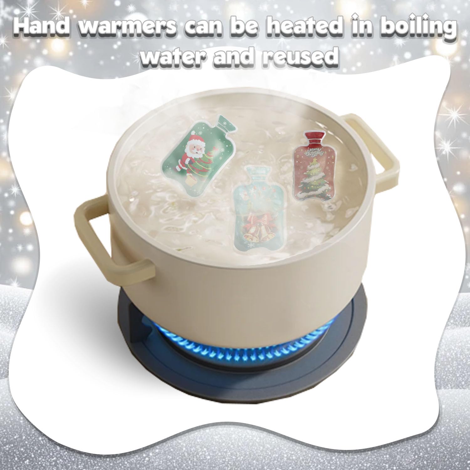 Lot De 6 Chauffe-Mains Réutilisables Noël - Motifs Père Noël, Bonhomme De Neige, Sapin - Idéal Camping, Ski, Randonnée Pour Enfants Et Adultes