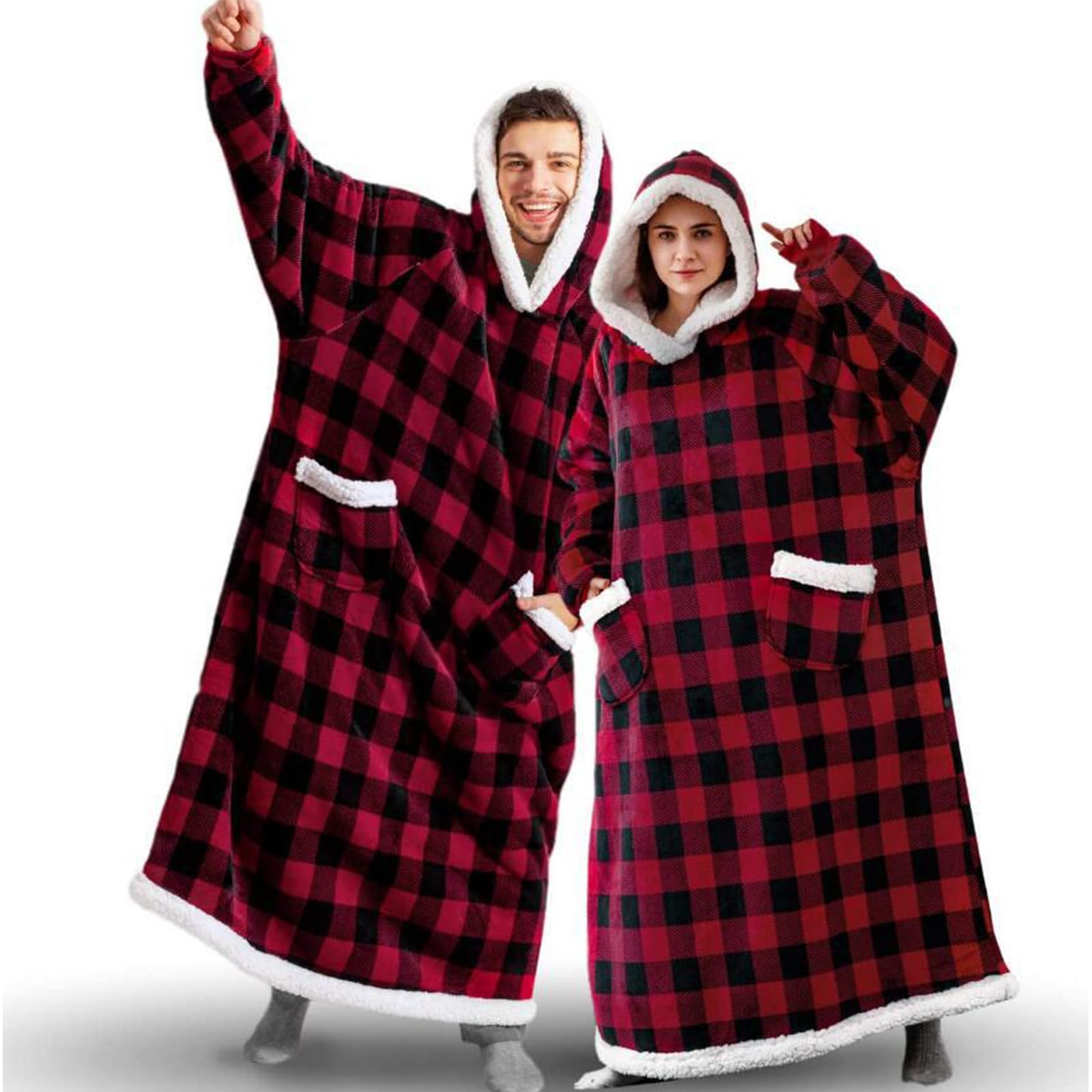 FEELJAM Coperta con maniche donna Coperta con cappuccio da uomo Coperta accogliente con maniche Per coperta TV per adulti
