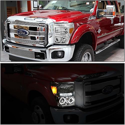 Miniatura 6 de DNA Motoring HL-HPL-LED-FSU13-CH-AM Reemplazo de faros delanteros de proyector de doble LED cromado para 11-16 F250 SD