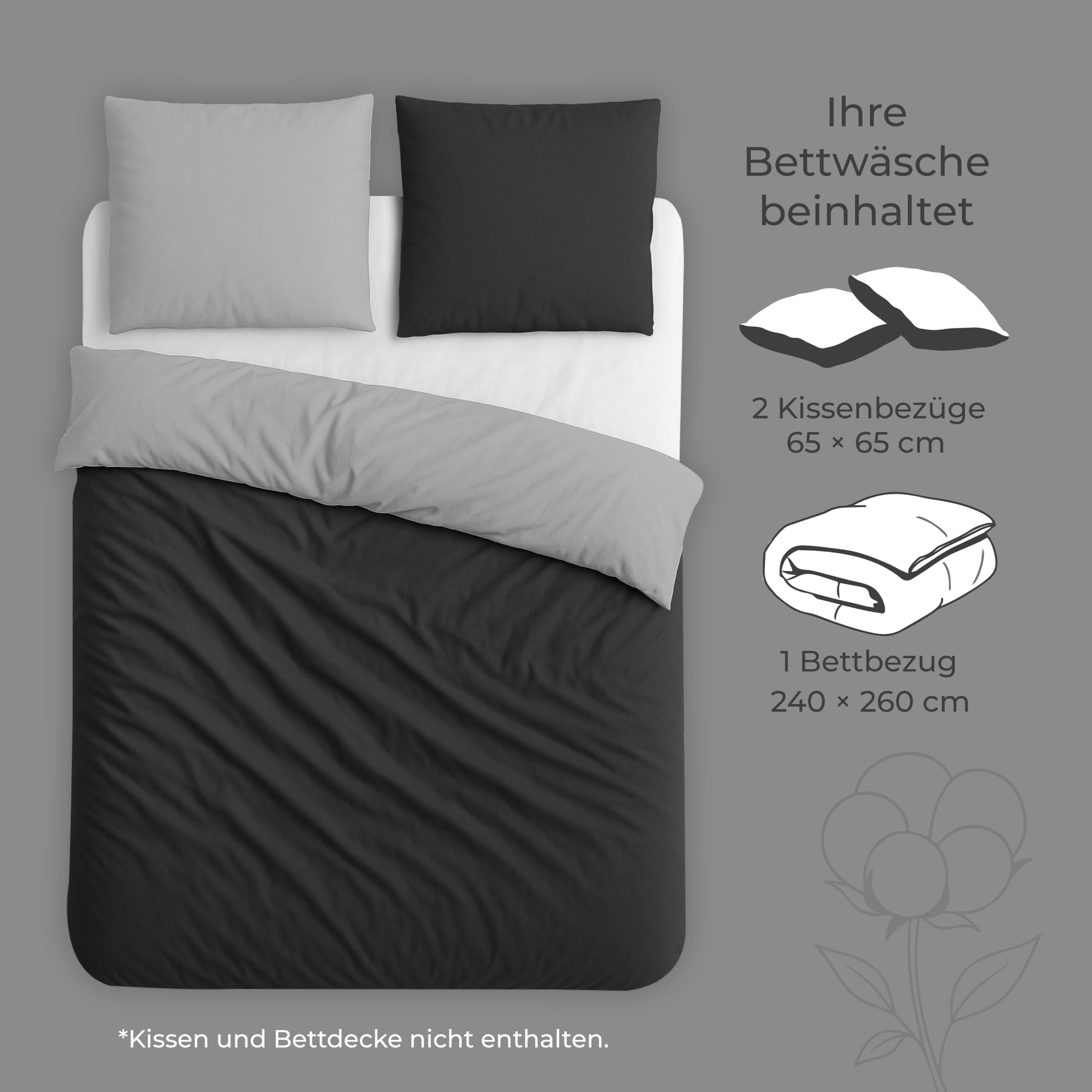 Dreamzie - Bettwäsche 260x240-2X Kissenbezug 65x65 - Baumwolle
