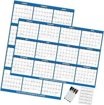 2026 Full Year to View Calendar Planner Double Sided Erasable Wall Calendar Yearly Planner Dated for Home 48x32In Double Sided