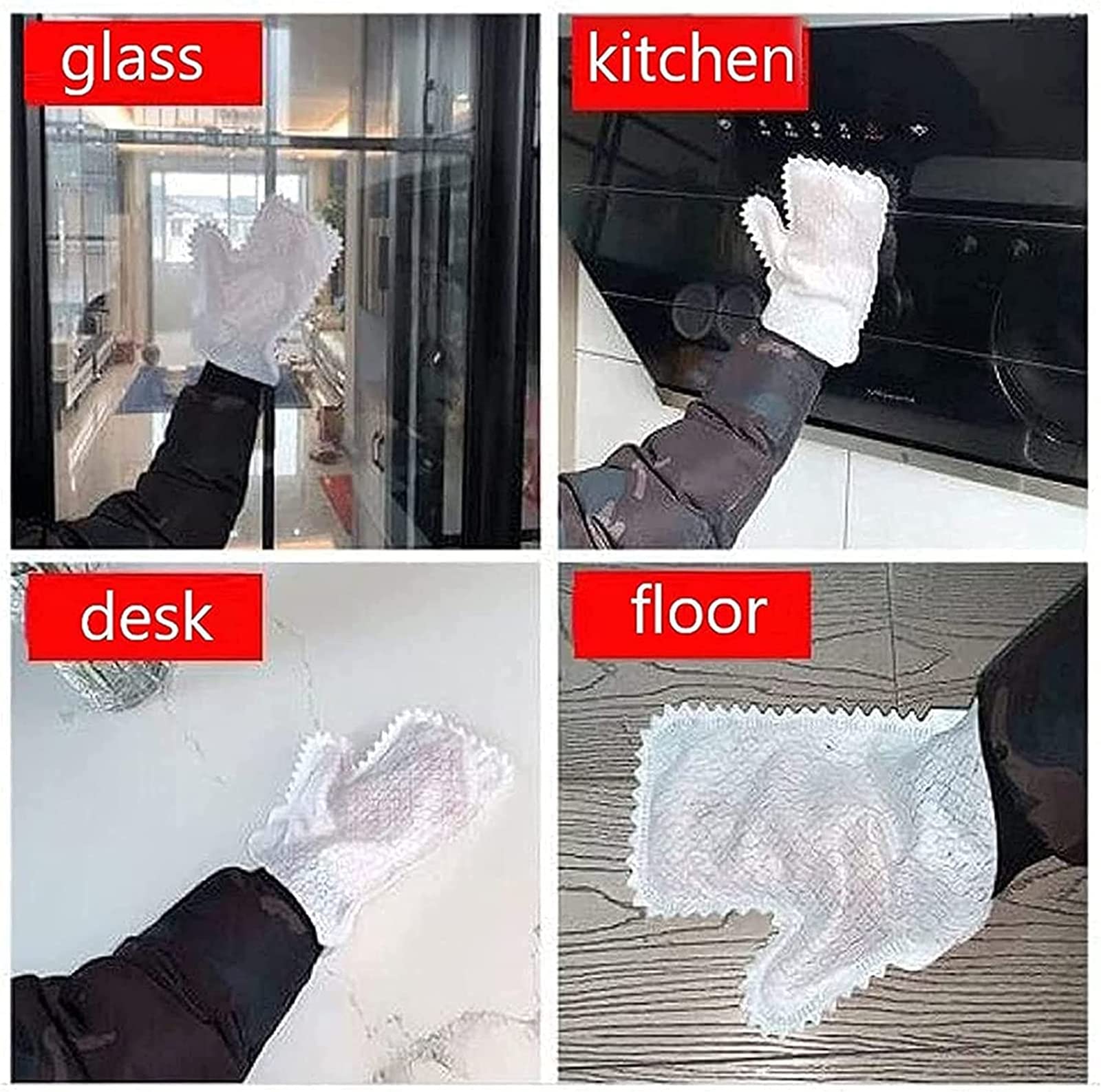 Guantes de Limpieza de Escamas de Pescado no Tejidos Reutilizables Lavables Electrostáticos para Eliminar el Polvo Paño de Limpieza de Microfibra para Ventanas, Vidrios,60pcs