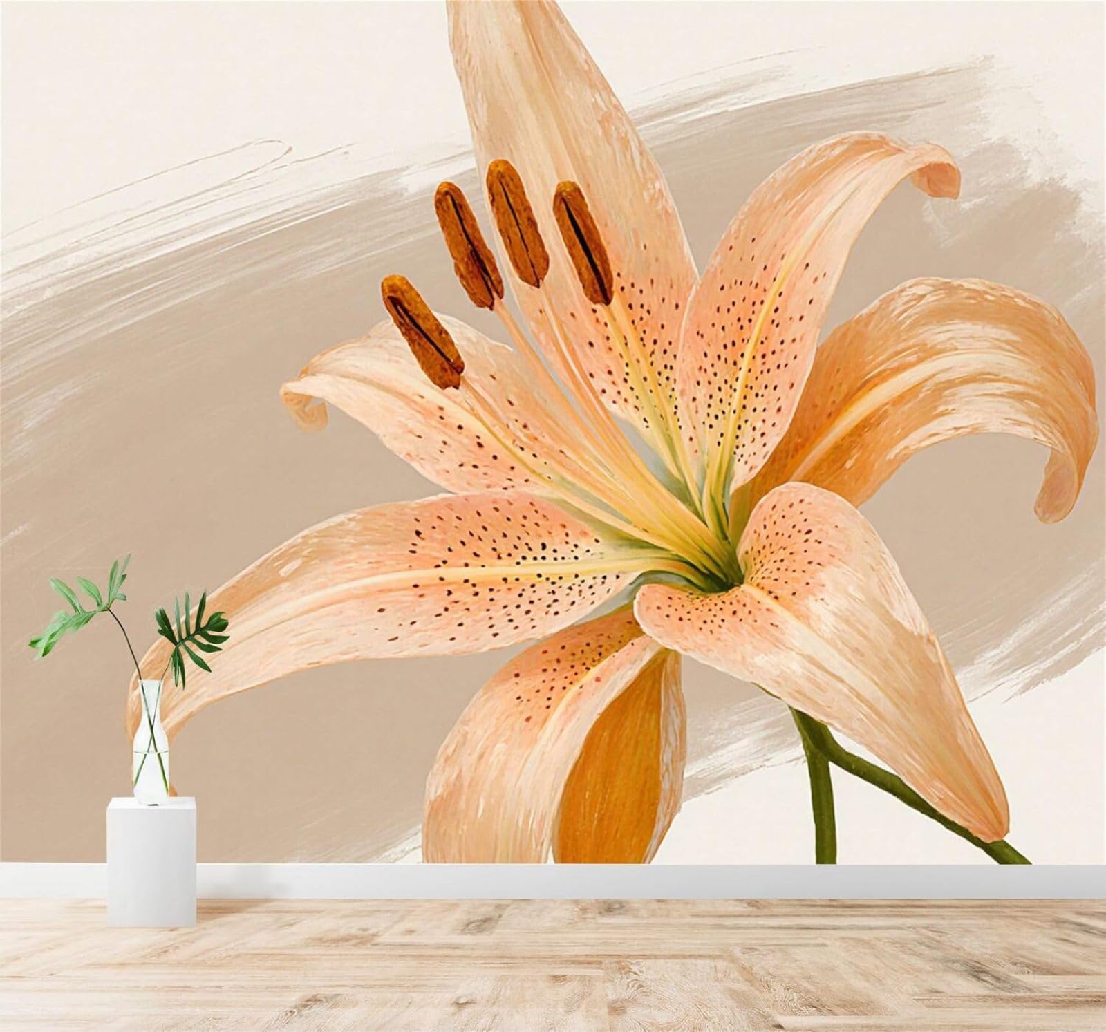 XLMING Minimalist Three Dimensional Beautiful Lilies Art 3D Wallpaper Silky Texture Home Study Office Grey Dining Room Sofa Bedroom Living Room TV Backdrop-400cm×280cm