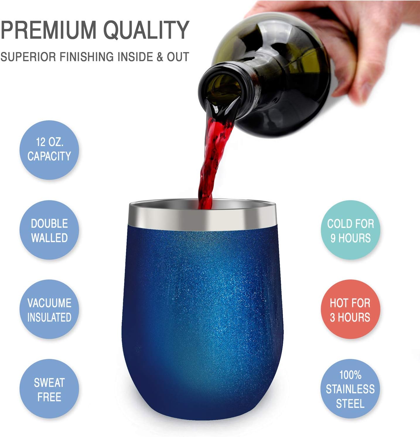 80% оƒƒ Dіѕсоunt CHILLOUT LIFE 12 oz Stainless Steel Tumbler with Lid & Gift Box - Wine Tumbler Double Wall Vacuum Insulated Travel Tumbler Cup for Coffee, Wine, Cocktails, Ice Cream - Sparkle Tumbler