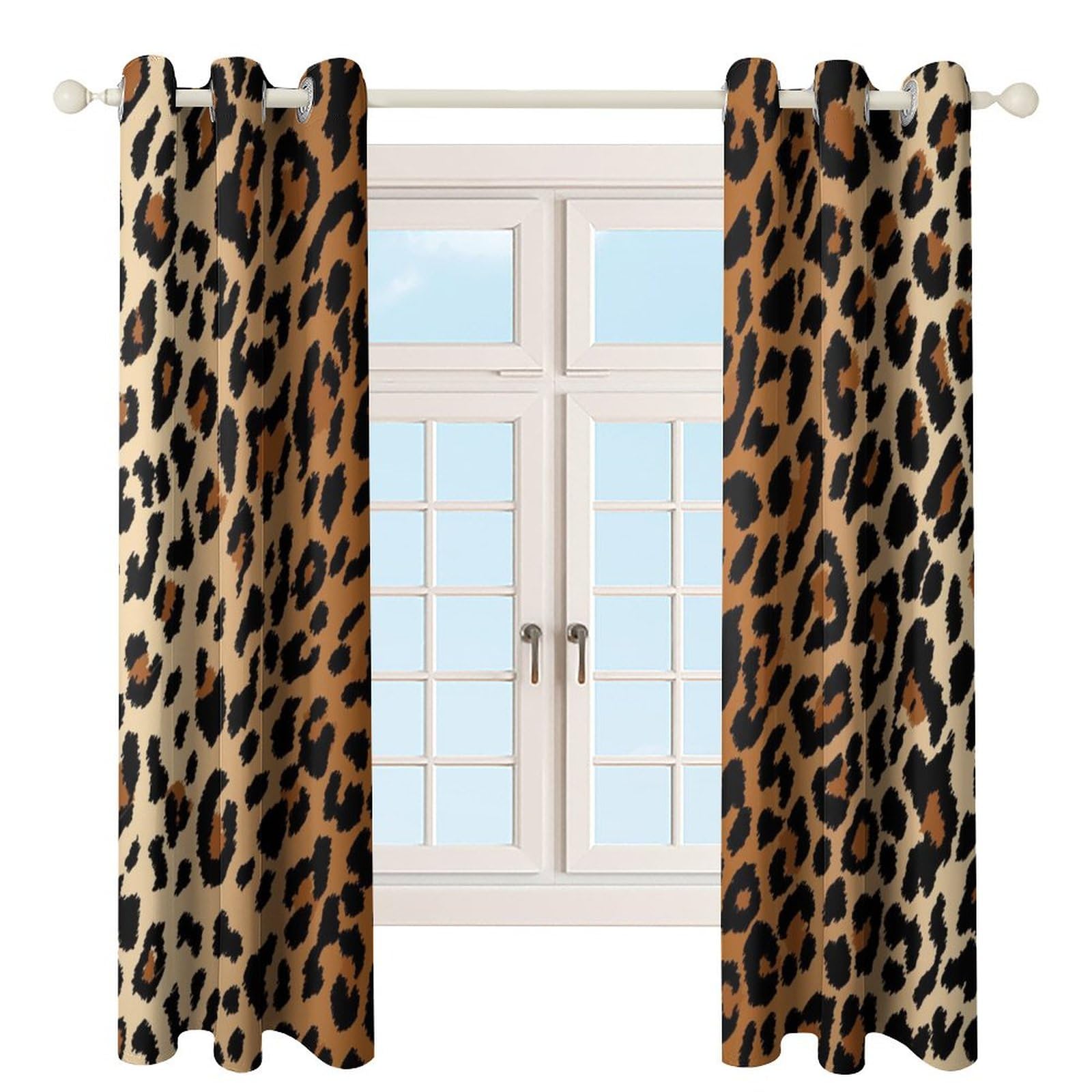 ヒョウ柄 カーテン　　生地　ポリエステル Amazon｜カーテン 豹柄 ヒョウ柄 イェロー 美しい 動物柄