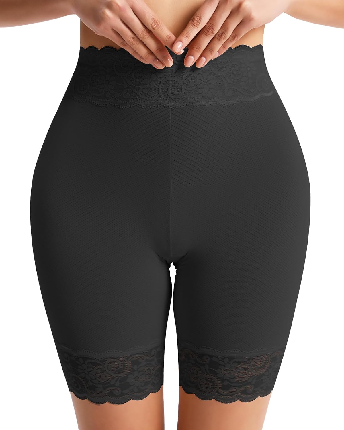 Women's Slip Shorts for Under Dresses Cooling Anti Chafing High Waisted Underwear,Seamless Lace Shorts Under Skirts