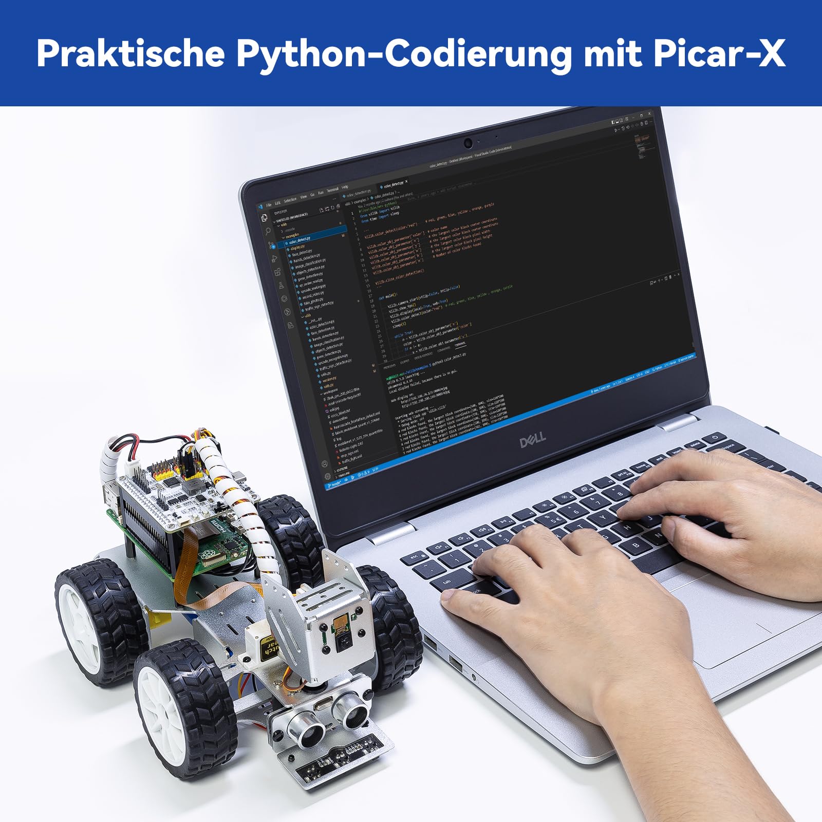SunFounder Picar-X KI-Videoroboter-Car-Kit für Raspberry Pi 5/4/3B+/Zero 2w,LLMs ChatGPT-4o/Gemini/Grok,Sprach- und Videoerkennung,Python,Scratch,Kamera,Akku (RPI Nicht im Lieferumfang enthalten)