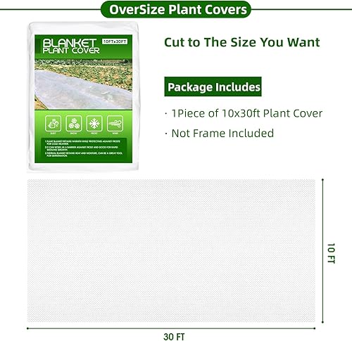 Miniatura 4 de TOCCYARD Cubiertas para plantas, protección contra la congelación, 10 x 30 pies, protección contra la congelación de plantas, mantas gruesas para