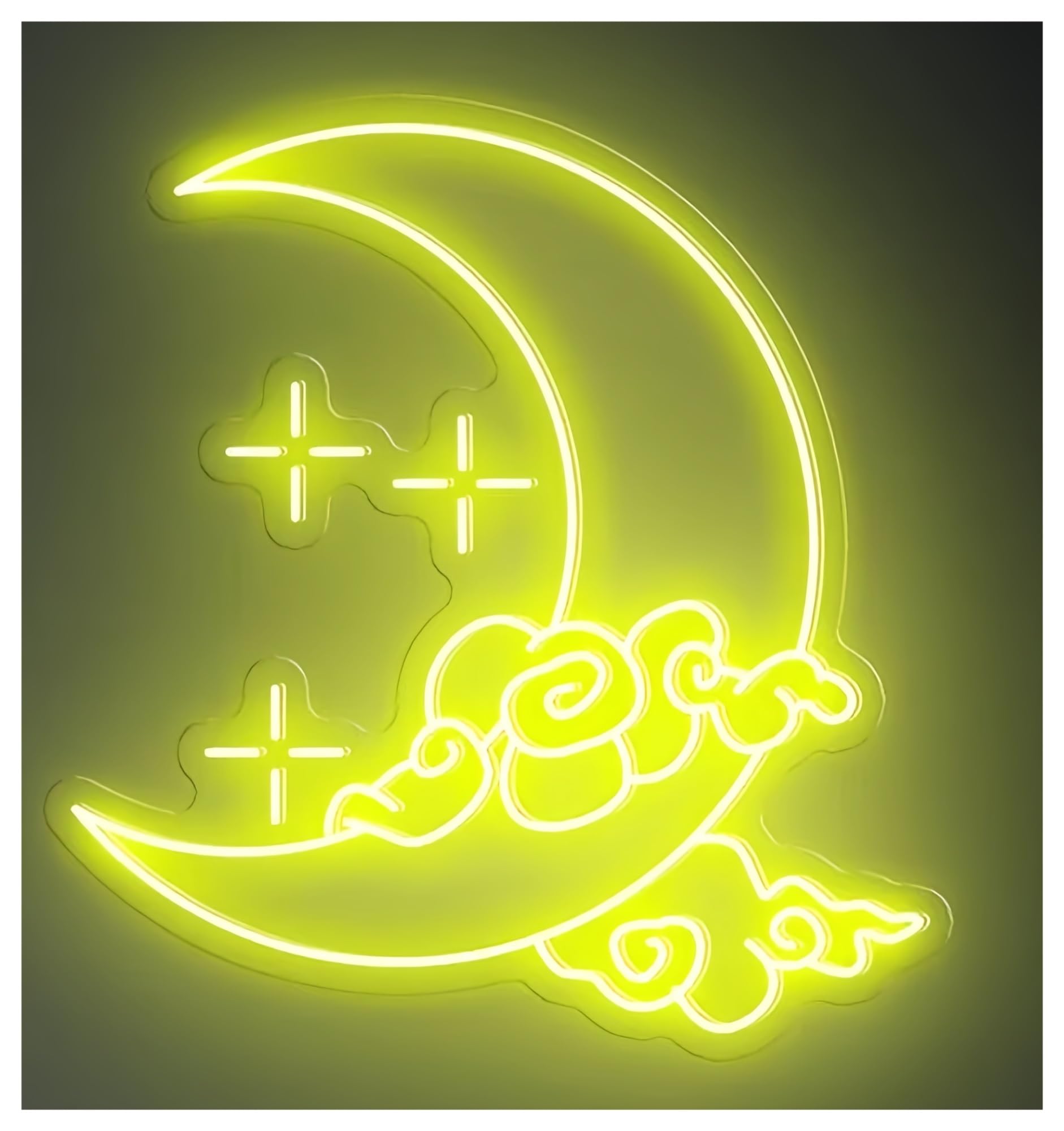 SHOUXI Sign Lamp Moon Cloud Star Neon Sign Art Wall Decor Bedroom Home 38cm(D)