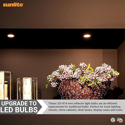 Miniatura 5 de Sunlite 41763-SU LED R14 Mini Reflector Foco Reflector, 4 vatios (equivalente a 25 W), 250 lúmenes, base mediana (E26), regulable, certificación
