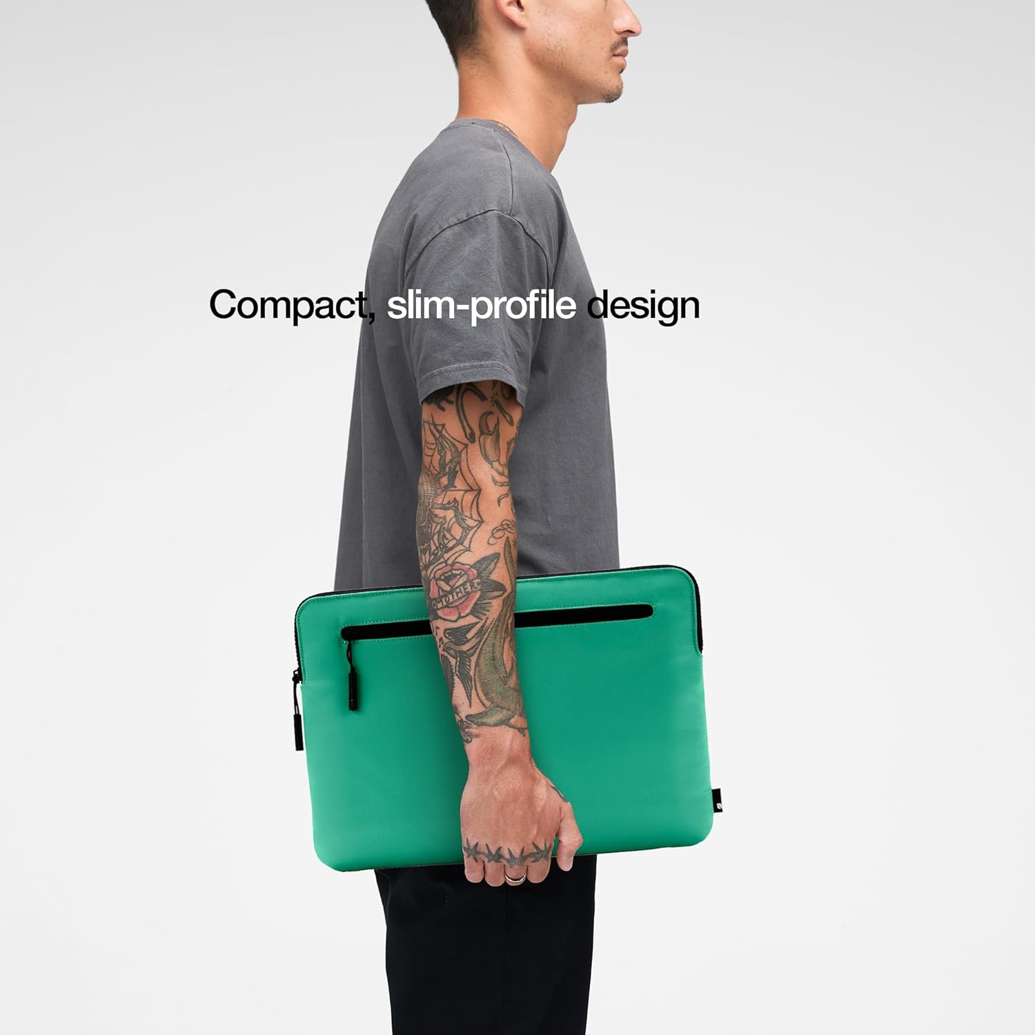 Incase Compact Laptop Sleeve with Flight Nylon - 16 Inch MacBook Pro and Laptop Case – Slim Computer Sleeve with Faux Fur Lining, Front Accessory Pocket with Zipper - Ocean Jade - Image 4