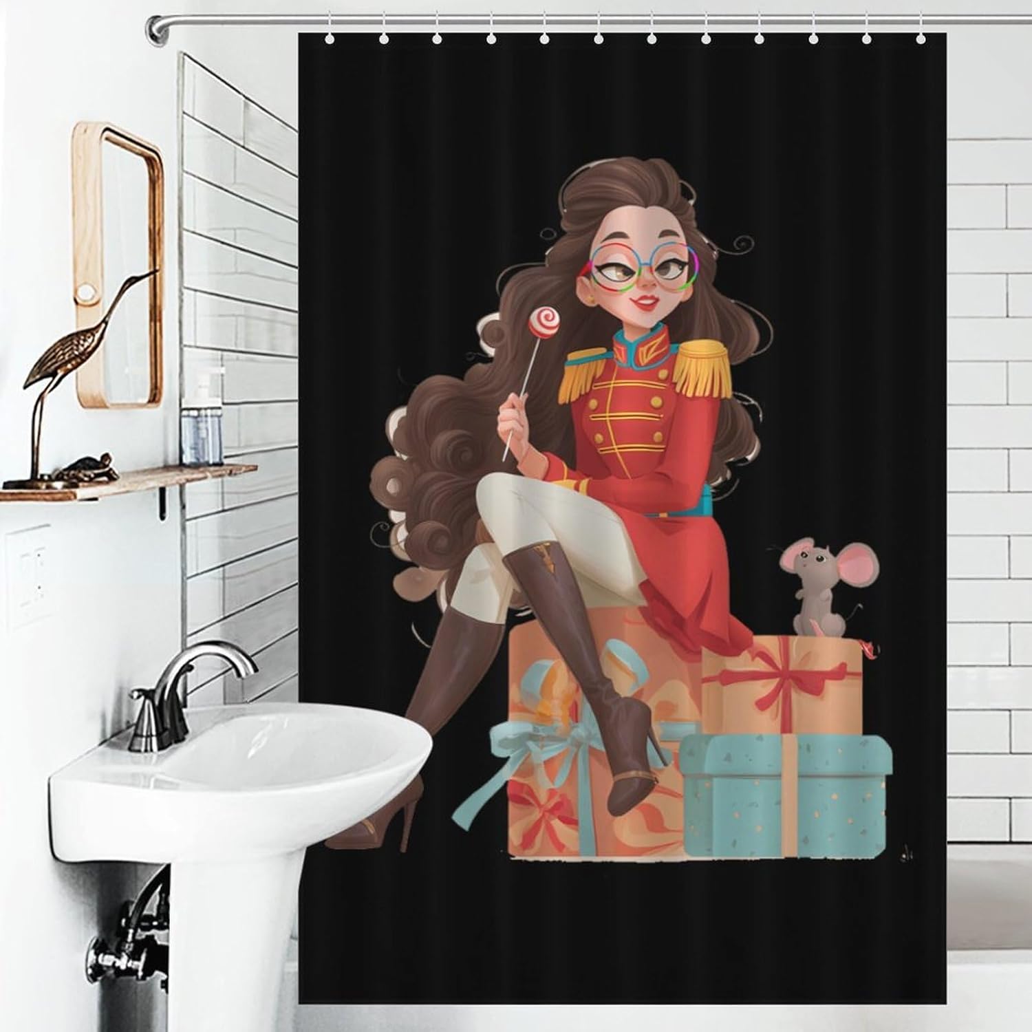 Nutcracker Women Shower Curtain 46.85x70.87Inch（119x180cm） Polyester Bath Curtain Shower Curtains Printed Decorative