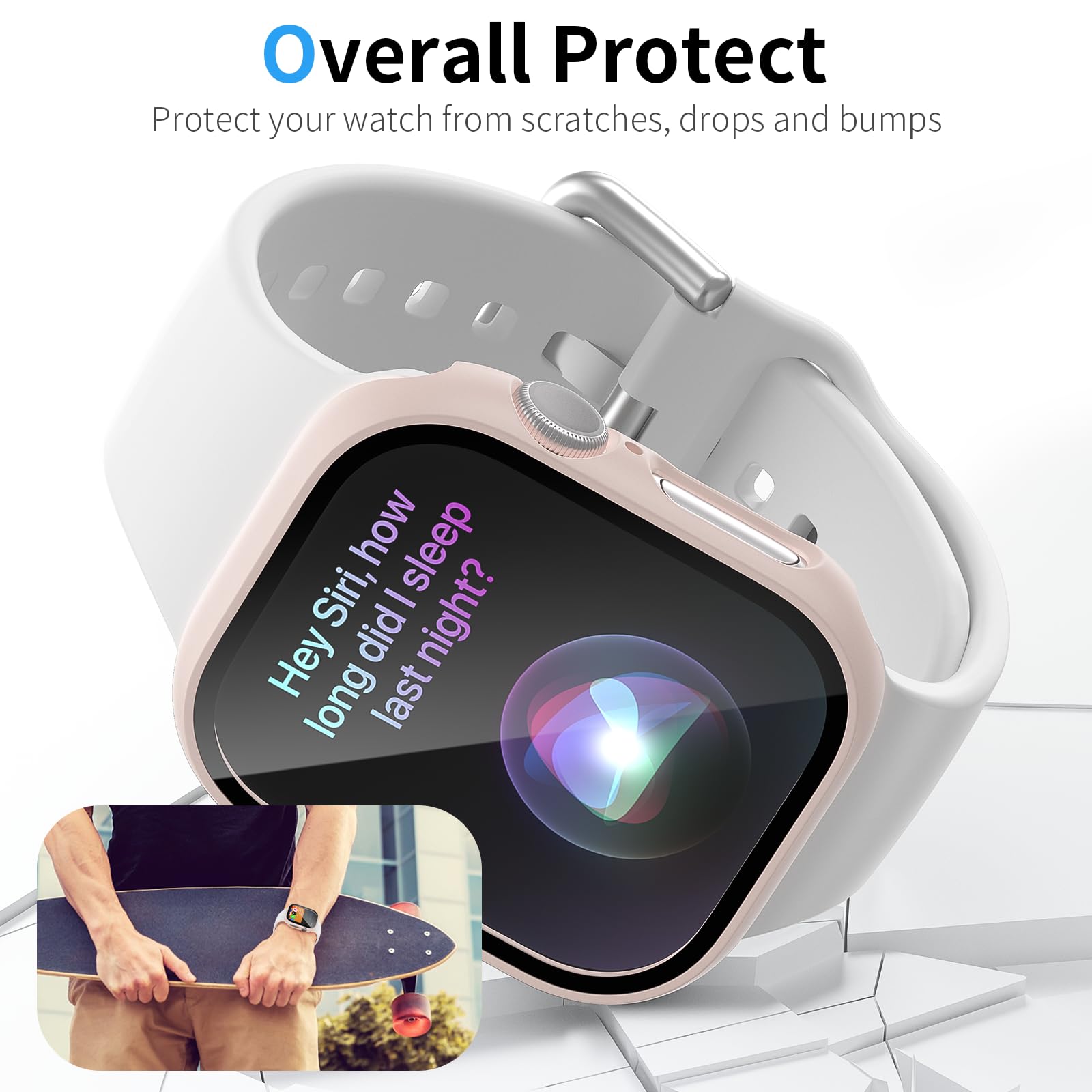 WISKII Paquete de 6 fundas compatibles con Apple Watch Series 10 de 46 mm con protector de pantalla de vidrio templado, policarbonato duro ultrafino, funda completa a prueba de golpes para iWatch