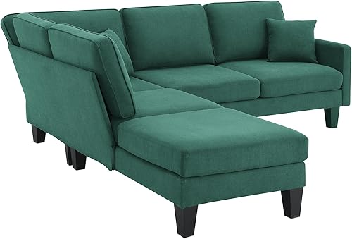 Miniatura 26 de Sofá seccional de tela de rizo de 90 x 88 pulgadas, moderno y práctico juego de sofá de 5 asientos, muebles de interior minimalistas en forma de L