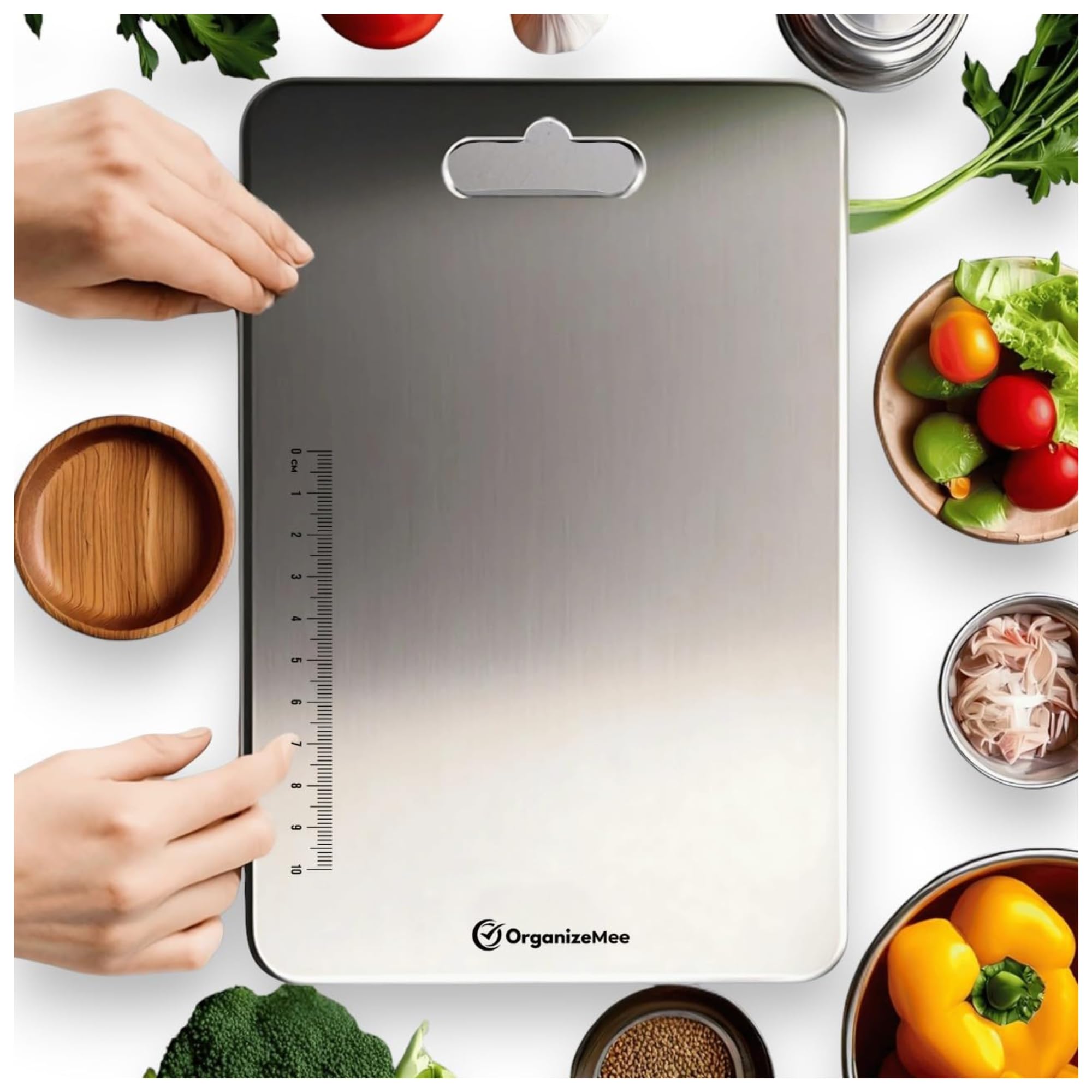 Stainless Steel Kitchen Chopping & Cutting Board – Heavy Duty Vegetable Cutter Board with Stand, Wall Mount, Large Size (36x25 cm)
