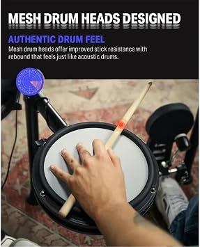 electronic drum set Electric Drum Kit With Quiet Mesh Drum Pads, 2 Cymbals W/Choke 31 Kits And 450+ Sounds Throne