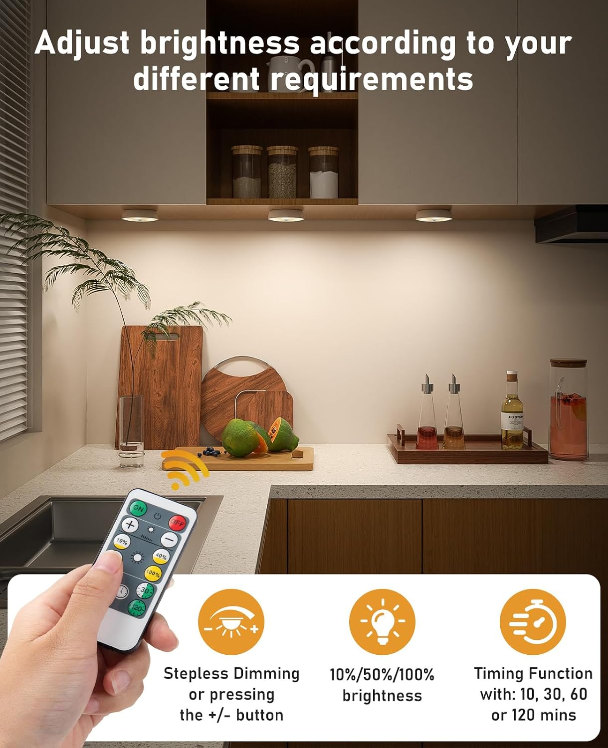 Under Cabinet Lighting with Remote, Motion Sensor Step Lights | 6 Pack Rechargeable Closet Light, Dimmable Puck Light, Magnetic, Auto-On/Off Night Lamp, for Kitchen Stair Wardrob Shelf