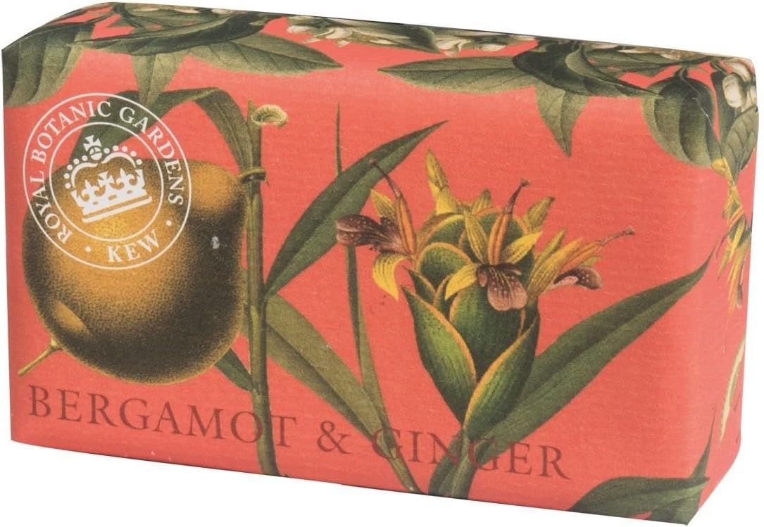 The English Soap Company Kew Gardens Bergamot and Ginger Soap - Luxury Vegan Soap Bar Enriched with Shea Butter - Citrus and Spice Scent, Cruelty-Free, Recyclable Packaging, Made in England - 240g